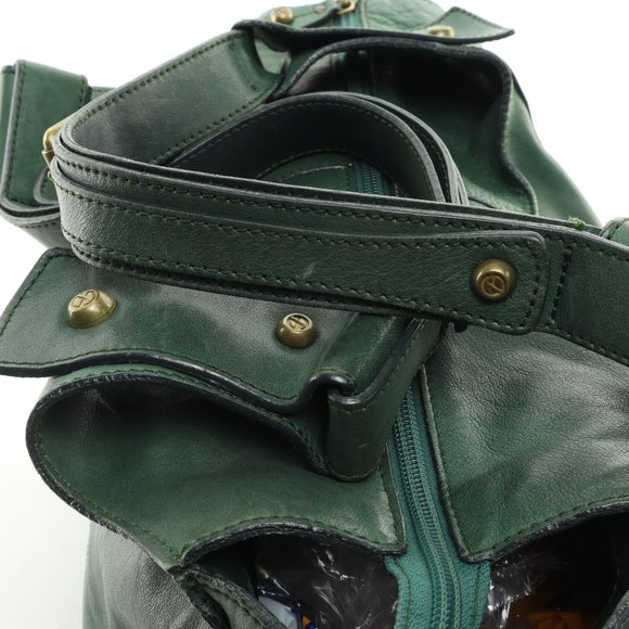 Vintage Francesco Biasia Green Leather Shoulder Bag Purse Crossbody • 16 x 9 x 5 - Picture 8 of 13